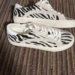 Madewell Sidewalk Zebra Calf Hair Sneakers Low Top